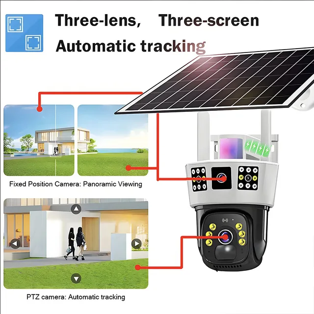 V380 6K Solar Camera 4G SIM Security Protection Waterproof IP CCTV 12MP Surveillance Camera Home Wireless Smart Exterior Camera 2