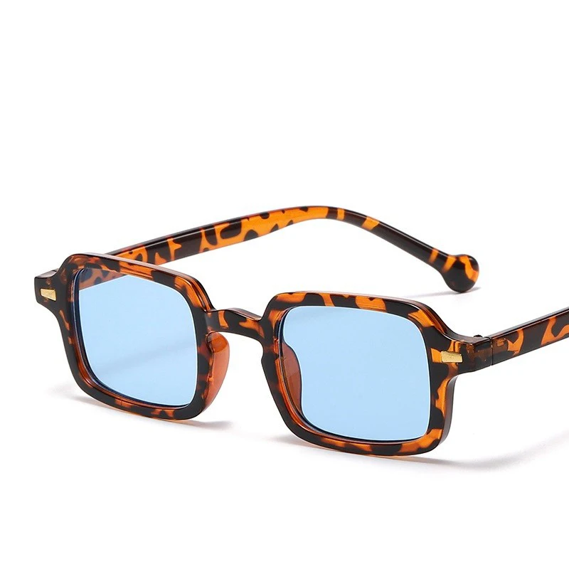 

Small Square Sunglasses New Women Vintage Rivets Decoration Gradient Shades UV400 Men Leopard Blue Sun Glasses