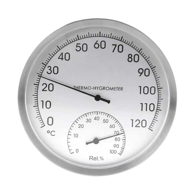 Indoor Outdoor Thermometer Wireless Wall Thermometer Hygrometer with Stainless Steel Enclosure for Sauna Room Home