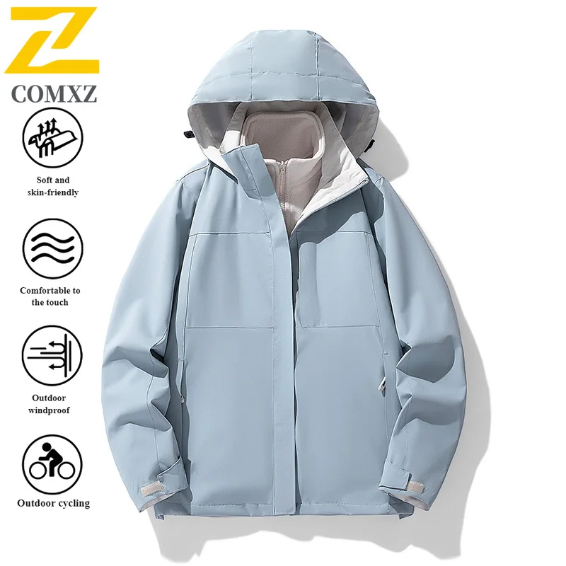 EiAO Windbreaker 3-in-1 Detachable Waterproof Men's Women's Winter Hiking Jacket Thermal Windproof Outdoor Travel Camping Coat