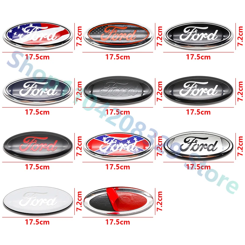 17.5x7.2CM Metal Car Front Badge Trunk Aluminum Badge 1PC For Ford Fusion Focus Fiesta Kuga Edge Mondeo Transit Ecosport Trim car emblem car logo epoxy sticker badge