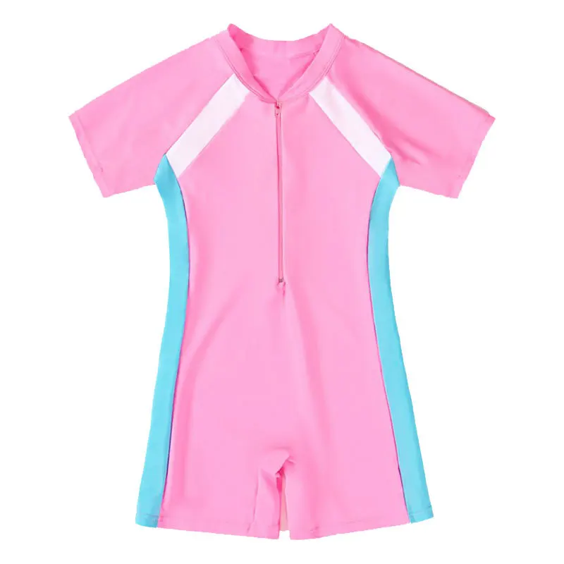 Kids Boy Girls Swimsuit Short Sleeve One Piece Zip Bathing Suit Swimming suit Beach Holiday Shorty Swimwear Costume