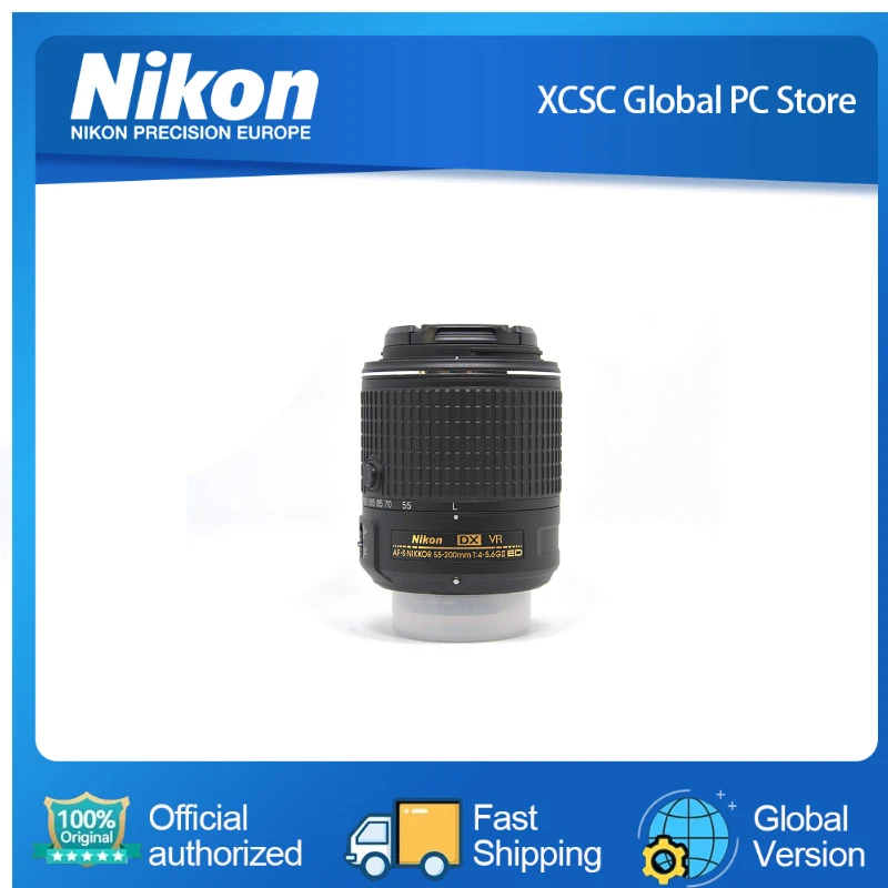 Nikon Af-S Dx Nikkor 55-200Mm F/4-5.6G Ed Vr Ii Obiettivo Obiettivo Originale Anteriore + Custodia Posteriore