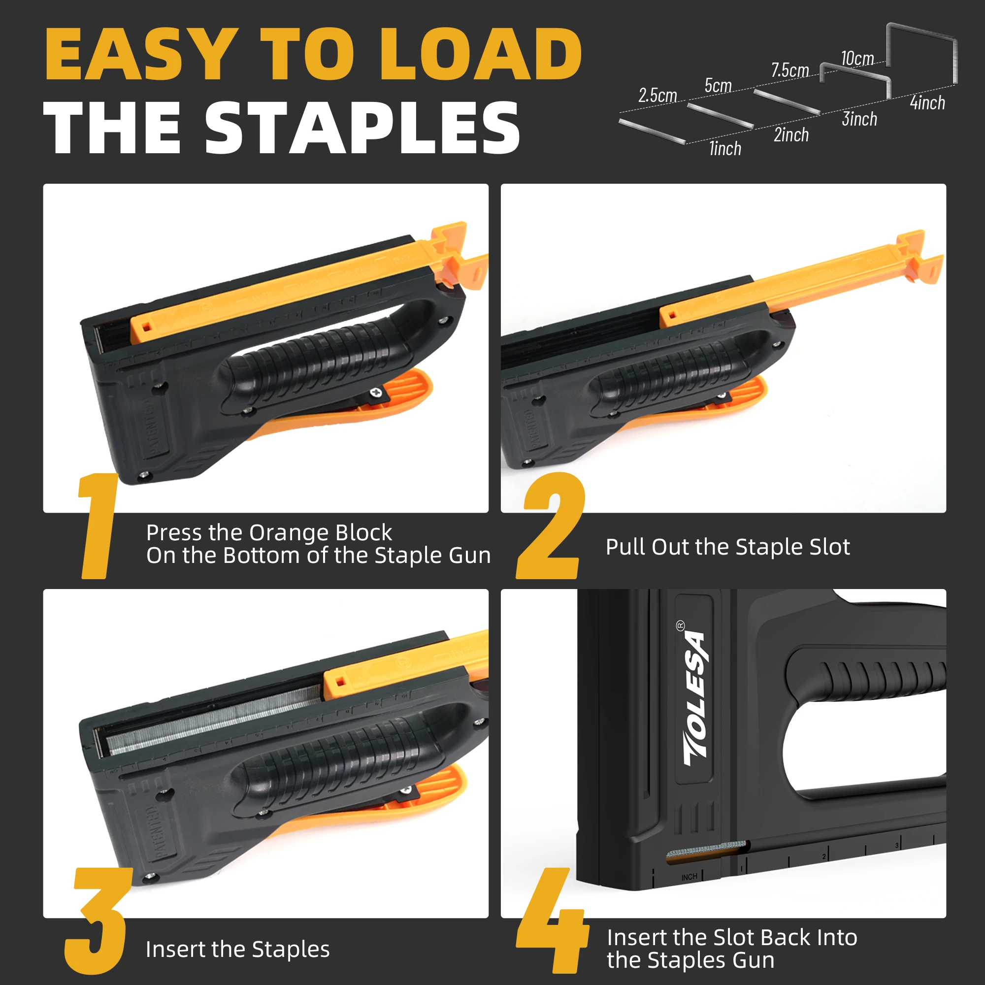 TOLESA Staple Guns for Wood Light Duty Home Use Manual Staplers Upholstery Nail Gun with 1200 Staples Home Decor Carpentry Tools 4