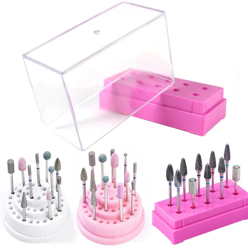 Nail Drill Bits Holder Display Storage Manicure Milling Empty Box Stand