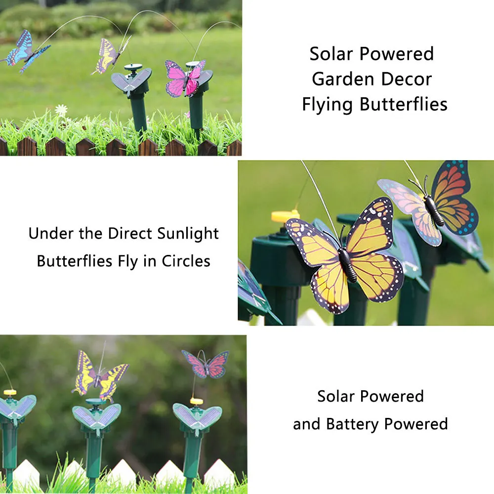 Solar Garden Butterfly Garden Dancing Fluttering Butterfly Ornaments Solar Flying Butterflies Waterproof Garden Yard Home Decor