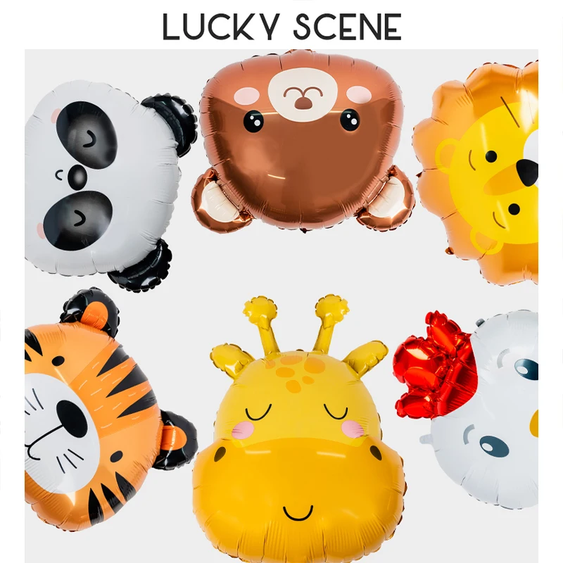 

Large Cartoon Animal Head Lion Giraffe Head Child Birthday Holiday Decoration Aluminum Film Balloon S01678