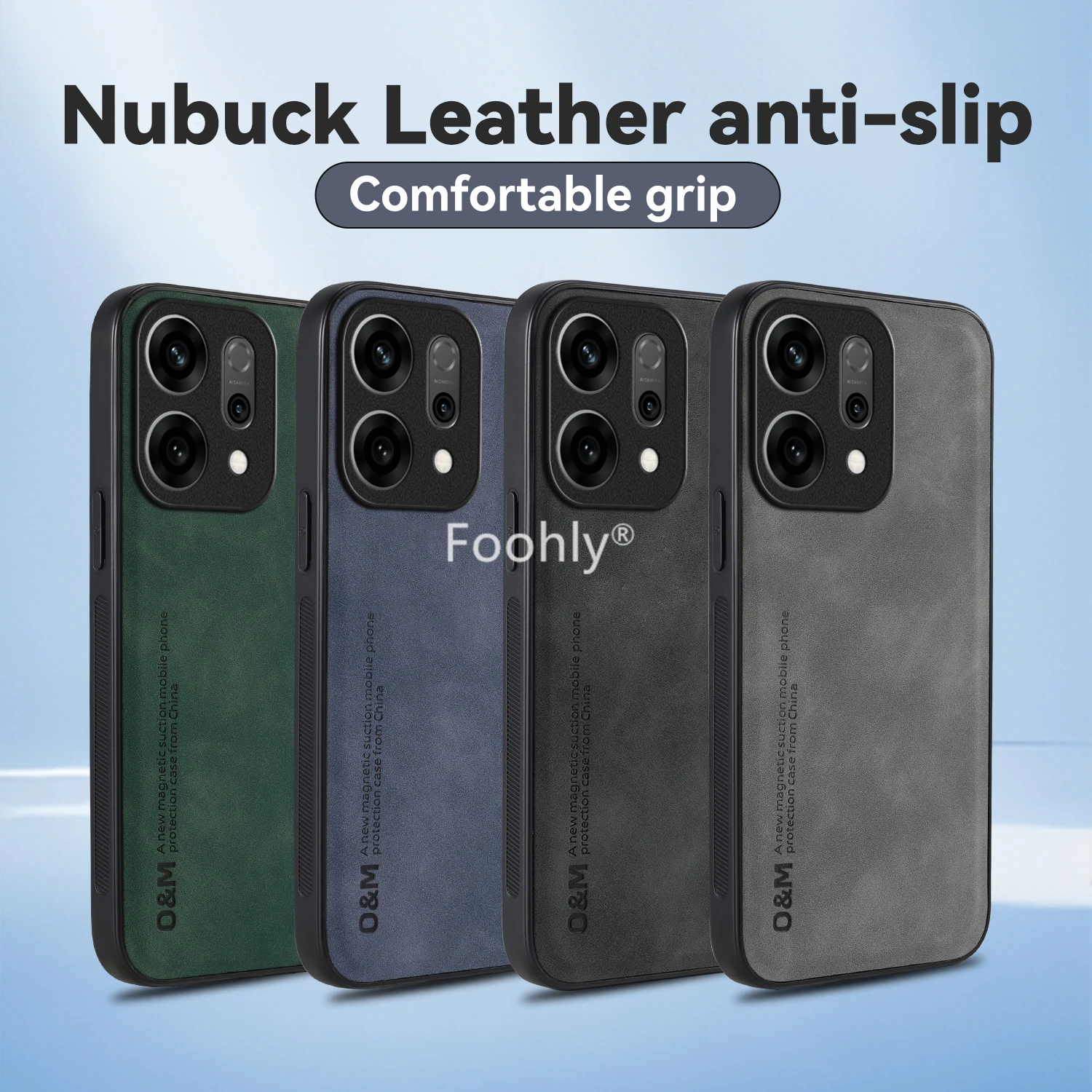 Magnetic Shockproof Nubuck Leather Phone Case - Protective Back Cover