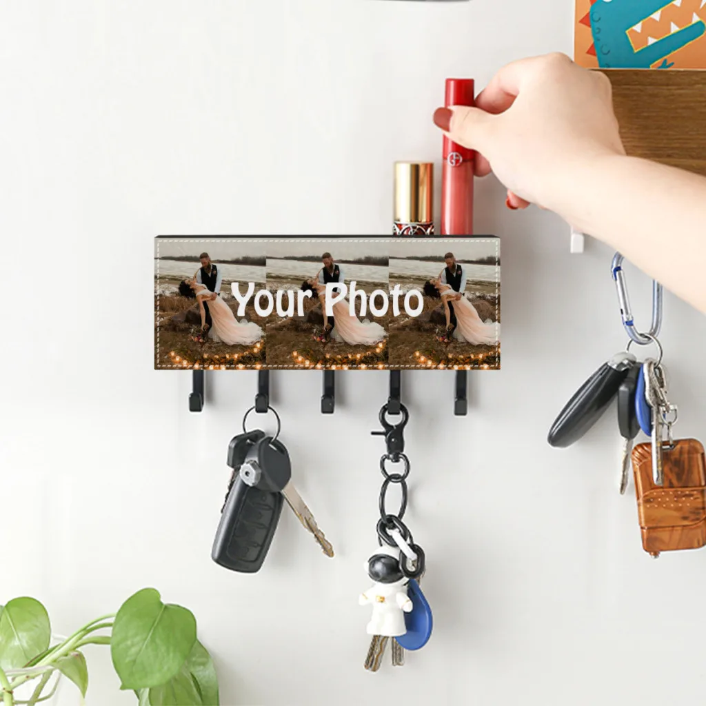 Personalized Key Holder for Wall, Custom Key Hooks with Photo, Key Organizer Rack, Key Hanger for Entryway, Hallway, Kitchen 3