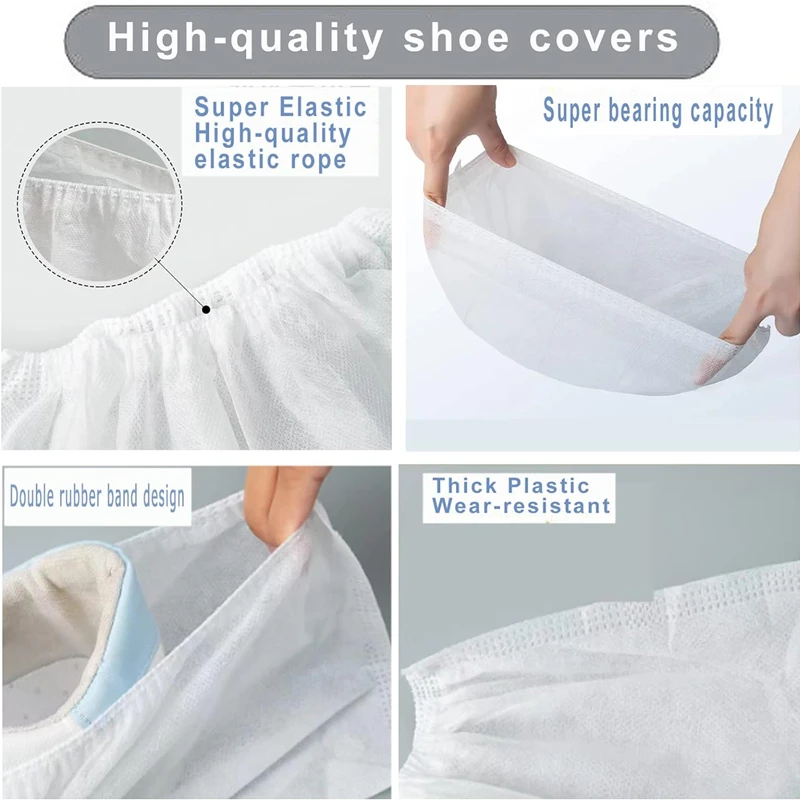 Disposable Shoe Covers Non-Slip Foot Boot Booties Covers Overshoes Non-Woven Foot Protector 100PCS shoe covers disposable shoe covers