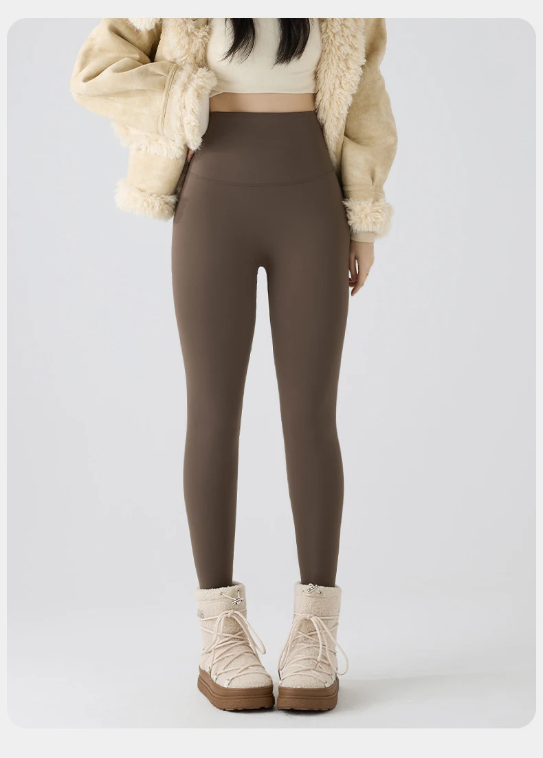 BIVIGAOS Upscale Zero Polyester Fall Winter Warm Sharkskin Leggings Women Fleece Heating High Elastic 10A Antibacterial Leggings