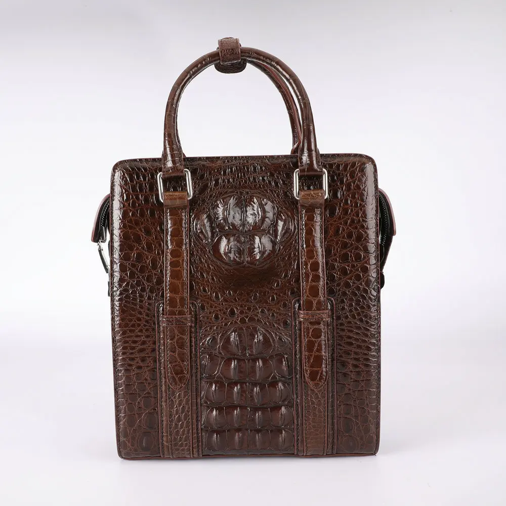 Crocodile Bone Skin Men\'s Briefcase Vertical Genuine Leather Men\'s Bag Business Casual Shoulder Crossbody Bag Men\'s Handbag 45
