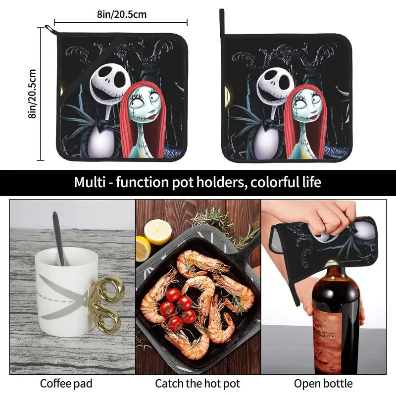 Halloween Oven Mitts and Potholders Christmas Kitchen Heat Resistant Non-Slip Oven Mitts for Safe Grilling Cooking Baking