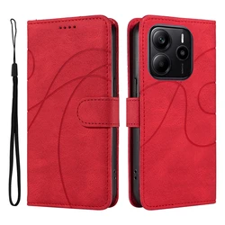 Magnetic Leather Wallet Flip Case with Curve Line Shockproof Design - Redmi Note 12T Pro (RD)