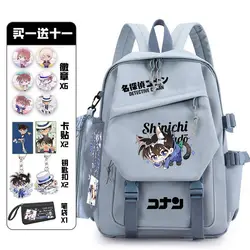 Detective Conan with Pain Pack Badge Set Backpack Anime Bag Teenagers Schoolbag Students Book Travel Bag Girl Boy Cosplay