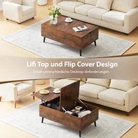 Table basse relevable avec rangement, table d'appoint en bois pour salon, armoire de rangement avec compartiments cachés 3