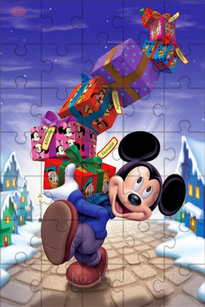 Disney quebra-cabeça de natal 300/500/1000 peças mickey e minne quebra- cabeças dos desenhos animados brinquedos artesanais para crianças presente  de ano novo - AliExpress