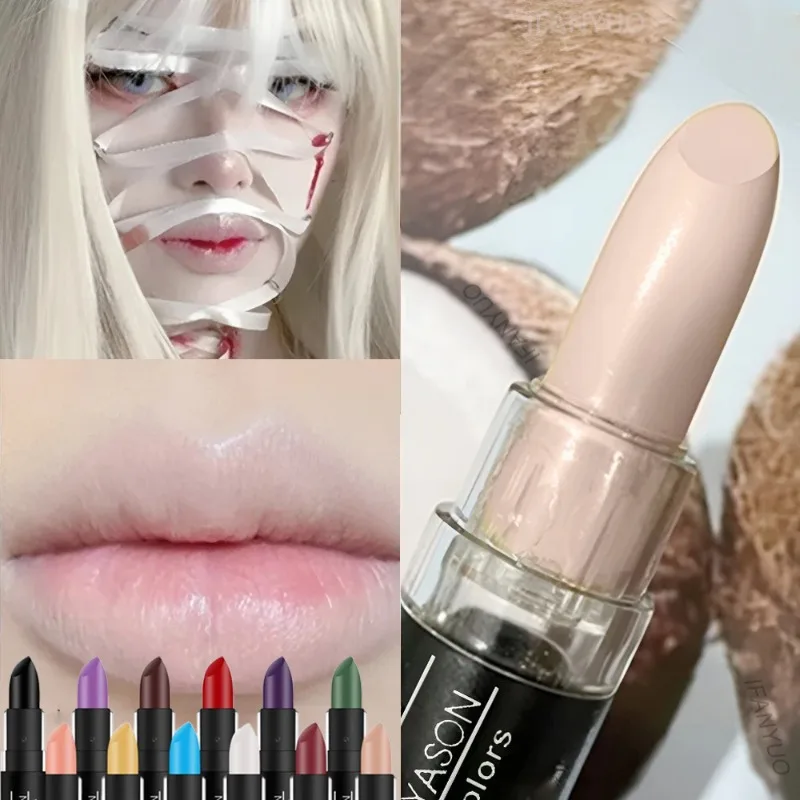 12 Colors Nude Lipstick Matte Velvety Vampire Makeup Punk Black Lip Gloss Smooth Waterproof Lasting Durable Dark Paint Cosmetics