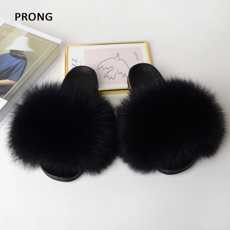 Summer Women Fur Slides Fluffy Furry Slippers Indoor Fuzzy Flip Flops Casual Outdoor Flat Ladies Fur Sandals Plush House Shoes 6