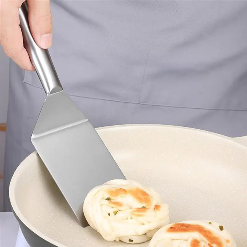 Non-stick Pan Stainless Steel Spatula Metal Flat Spatula Large Fish Turner Grill Barbeque Turner Griddle Scraper for Kitchen kitchen spatula