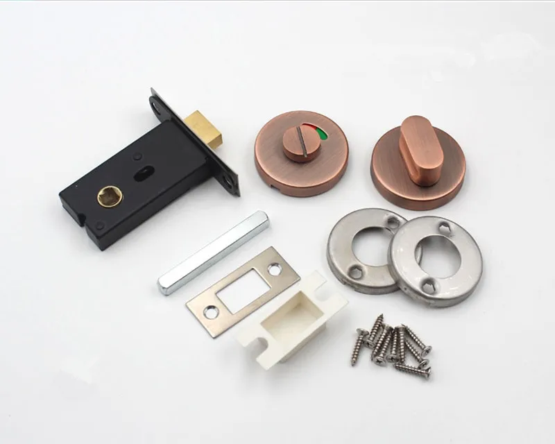 Fermeportegroom,Serrure de porte en acier inoxydable pour WC,bouton