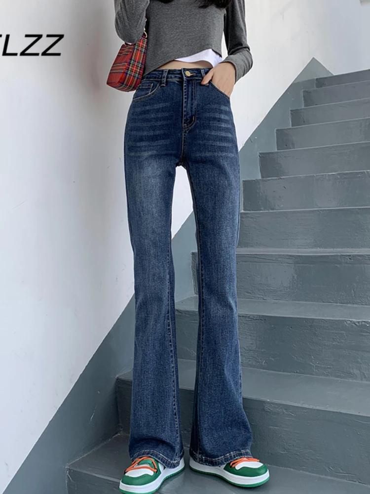 

2021 New Denim Trousers Women High Waist Loose Wide Leg Flared Pants Woman Button Fly Y2k Streetwear Jeans Pants