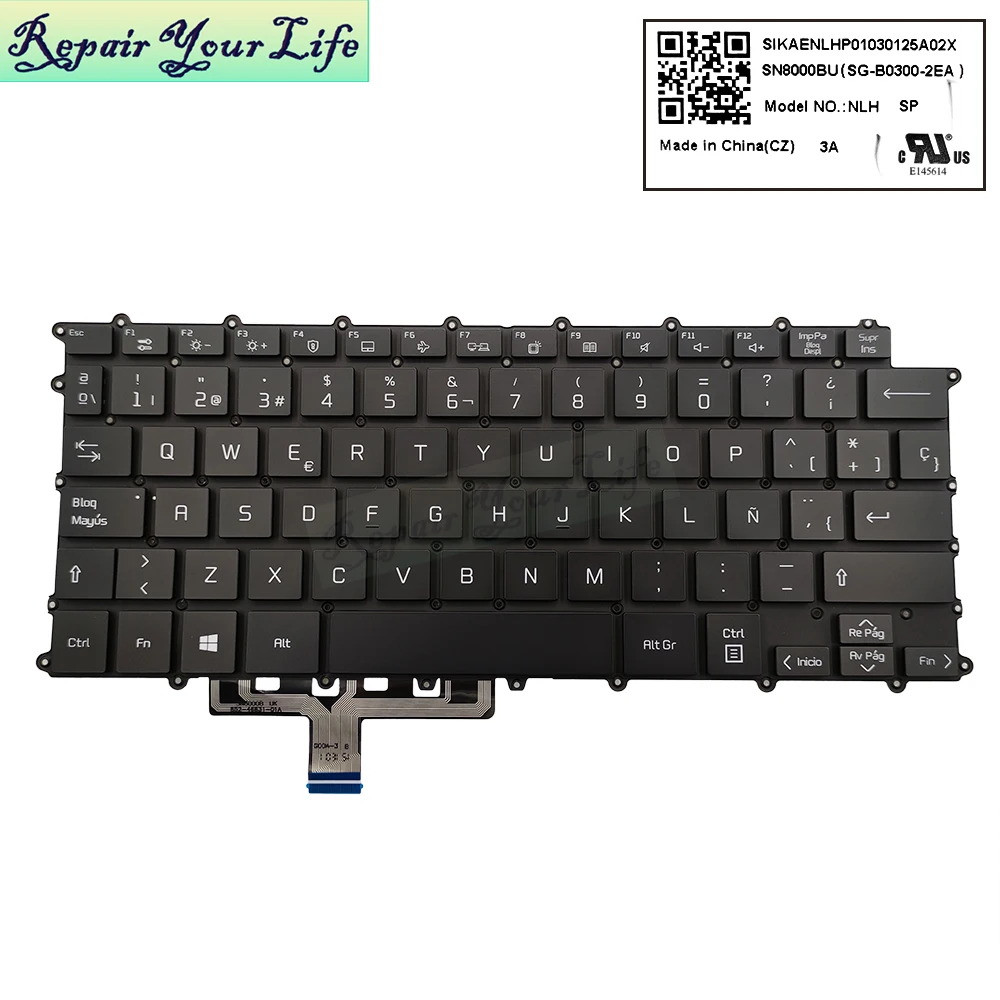 Teclado Retroiluminado Espanhol lg Gram 14z90p-g Aa54a3 Aa55a1 14z90p-k Aa53a1 Aa74a1 Aaw3u1 Aaw5u1 Aab8u1 Teclado do Caderno Latino - Imagem 3