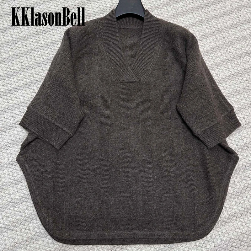 

12.1 KKlasonBell Fashion Letter Jacquard Loose Cashmere Knitted Pullover Sweater Women