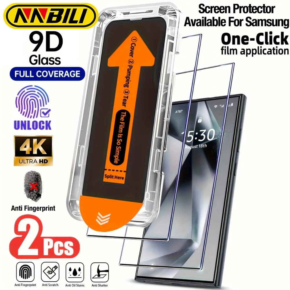 2-Pack Complete Coverage Tempered Glass Screen Protectors with Automatic Dust Removal Technology