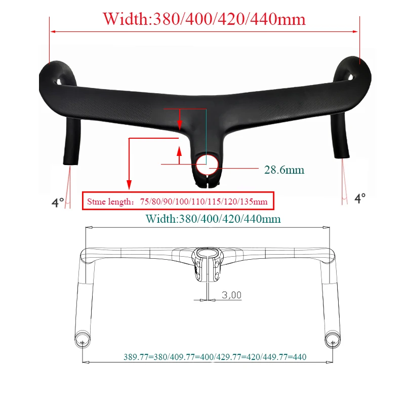 SL7 SL8 Full Internal Cable Routing Road Bicycle Handlebar T800 Carbon Integrated Cockpit Di2 Carbon Handlebar bicycle handlebar