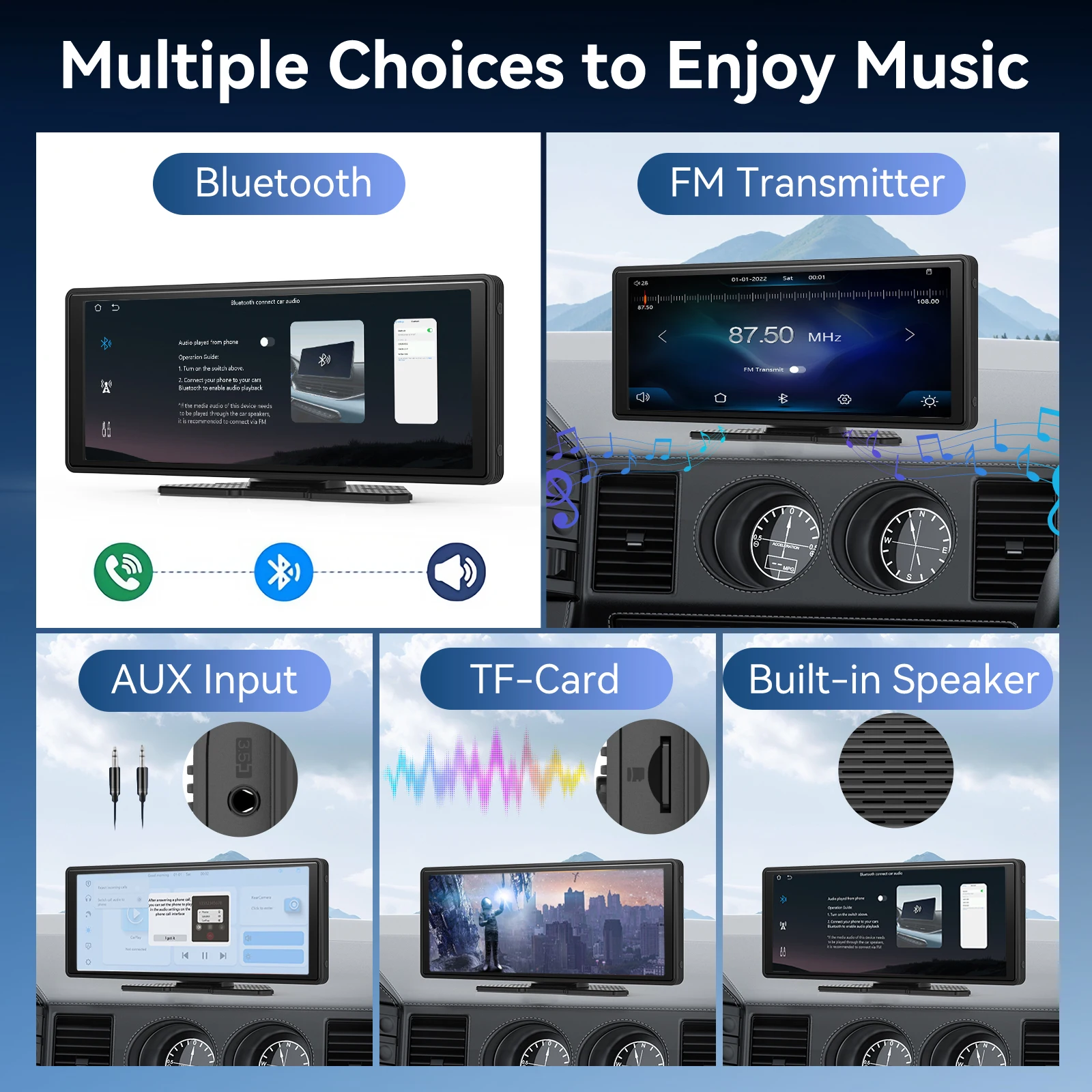 Car Multimedia Player Wireless Carplay Wireless Carplay Adapter Smart Carplay Box Multimedia Touch Screen Car Dashboard Display Screen Dash Cam Driving Recorder Car Rear View Camera Wireless Portable Carplay Screen for Car 10.26Inch Carplay & Android Auto Car Touch Stereo Dash Cam Backup Camera