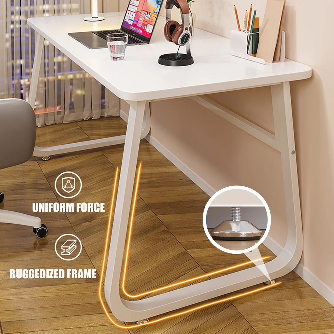 Computer Desk Modern Simple Style Desk for Home Office, 39.3 inch White Small Writing Table Study Corner Work Desk for Bedroom 3