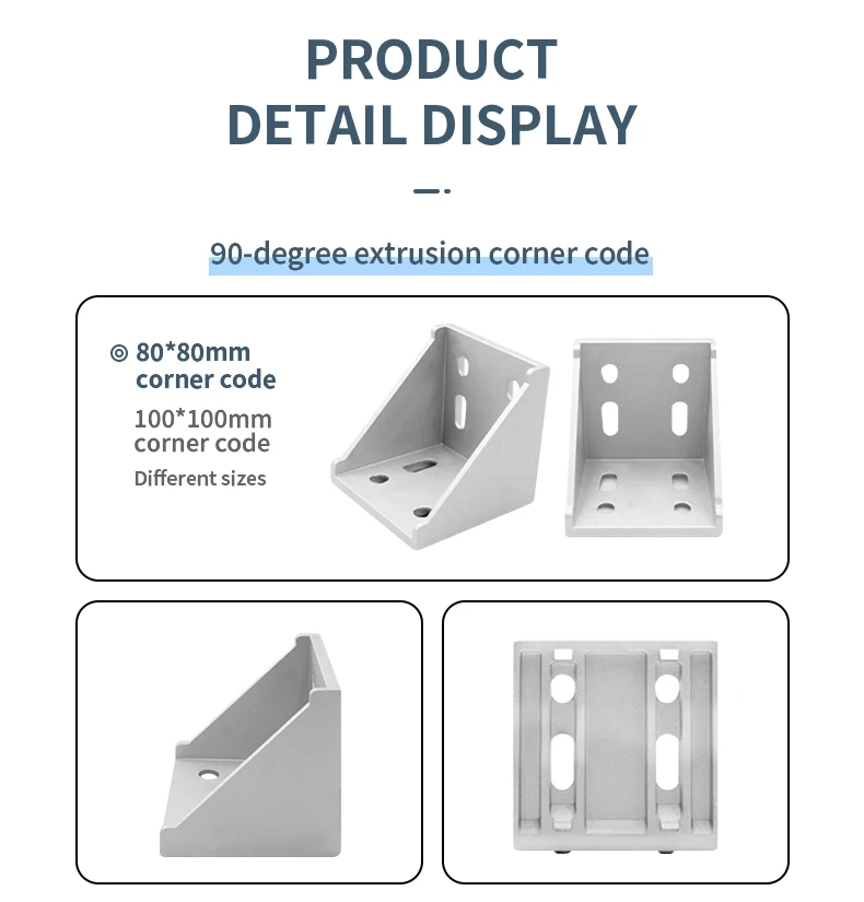 Industrieller Aluminium-Winkelcode 2020/2028/3030/4545/6060, rechter fester Anschluss, verdicktes Profilzubehör aus Aluminiumlegierung – Detail 11