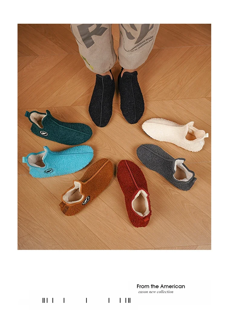 YRZL Winter Slippers Men Indoor Slippers Non-slip Warm Women and Men Slipper Ankle Soft Shoes Comfortable Flat Home Cotton Shoes