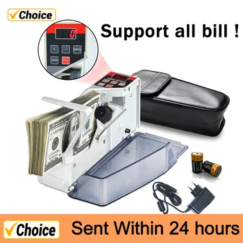 Mini Handy Money Counter EU Plug Portable Cash Count Money Currency Counter Counting Machine Support All Bill with Leather Bag