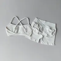 Seamless Yoga Shorts Set Yoga Women's Fitness Tight Bra Top Vest Gym Set Elastic Hip Lifting Gym Shorts Sports 2pcs Workout Suit - Image 4