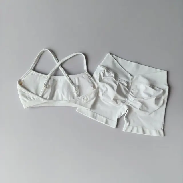 Seamless Yoga Shorts Set Yoga Women's Fitness Tight Bra Top Vest Gym Set Elastic Hip Lifting Gym Shorts Sports 2pcs Workout Suit