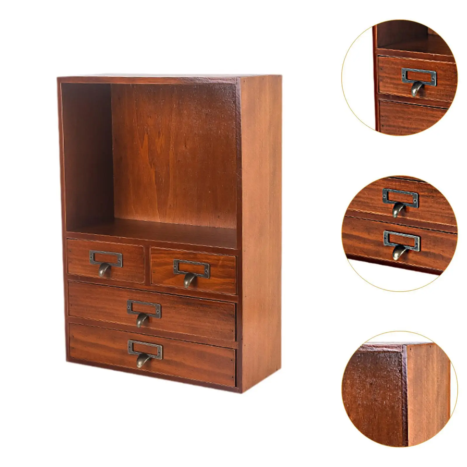 Storage Cabinet Retro Vintage Tabletop Organizer for Countertops Living Room