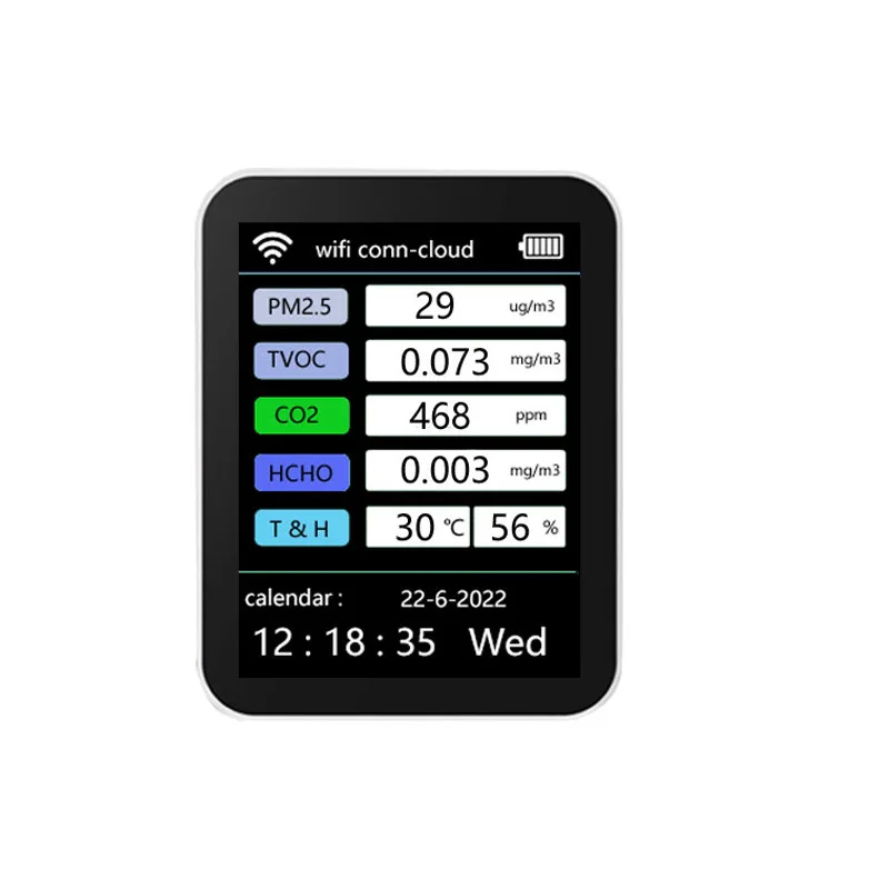 

Wi-Fi 7 в 1 умный монитор качества воздуха, измеритель CO2, TVOC, HCHO, PM2.5 тестер, цифровой датчик CO2, детектор формальдегида, газа, приложение Tuya