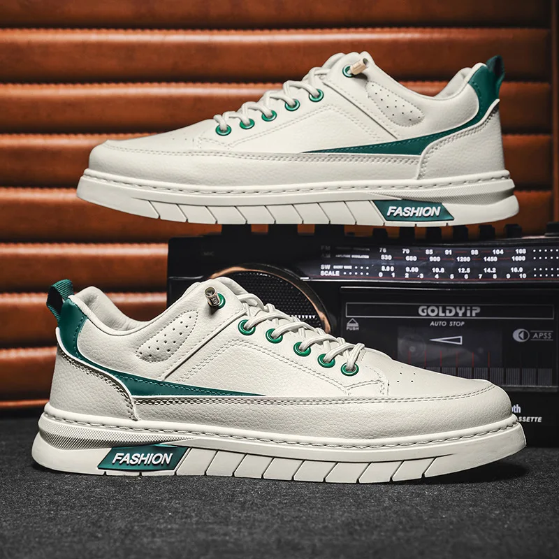 

Мужские кроссовки на шнуровке, повседневная легкая дышащая теннисная обувь, на плоской подошве, белые, весна-осень