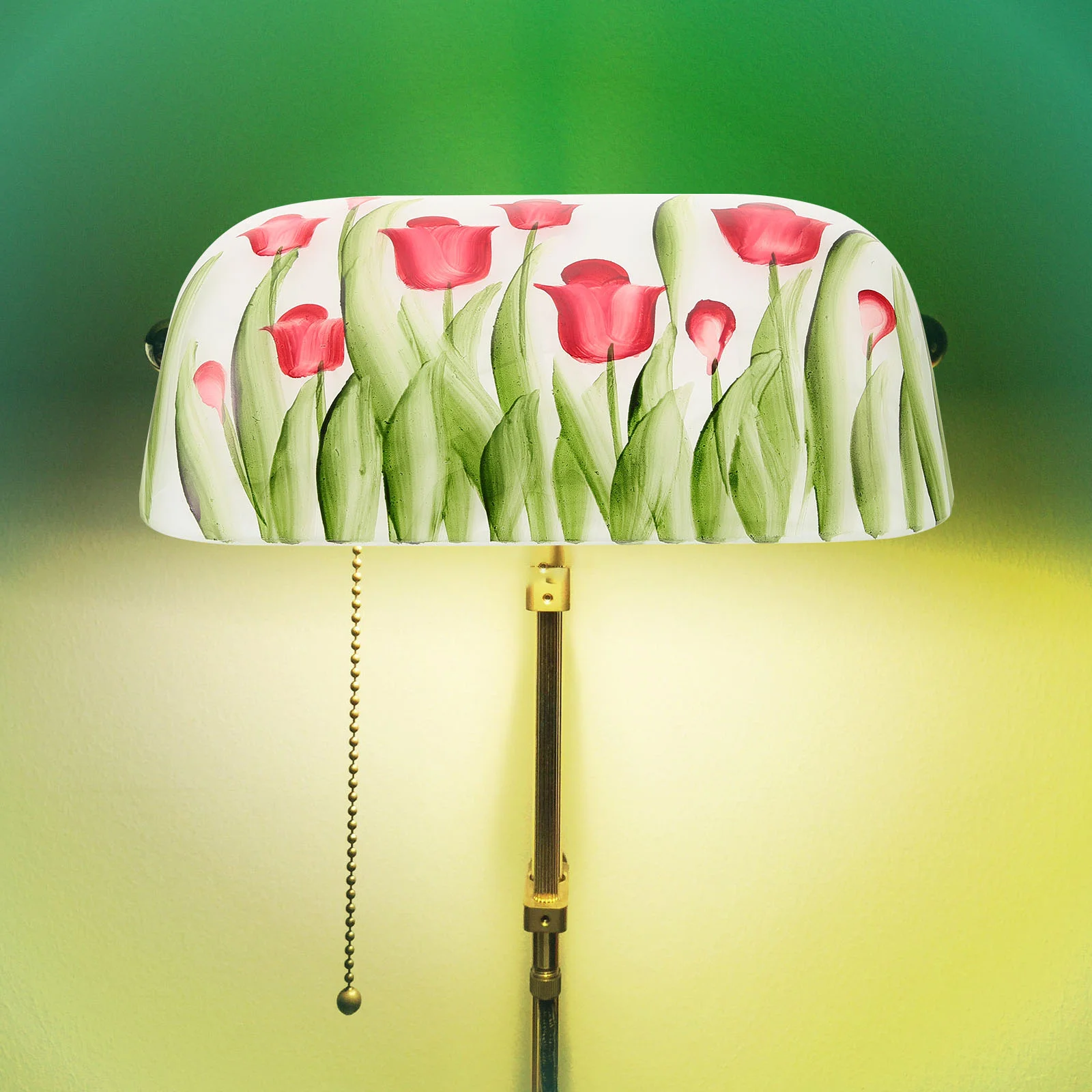 

Glass Banker Lampshade Retro Flower Pattern Table Lamp Shade for Replacement