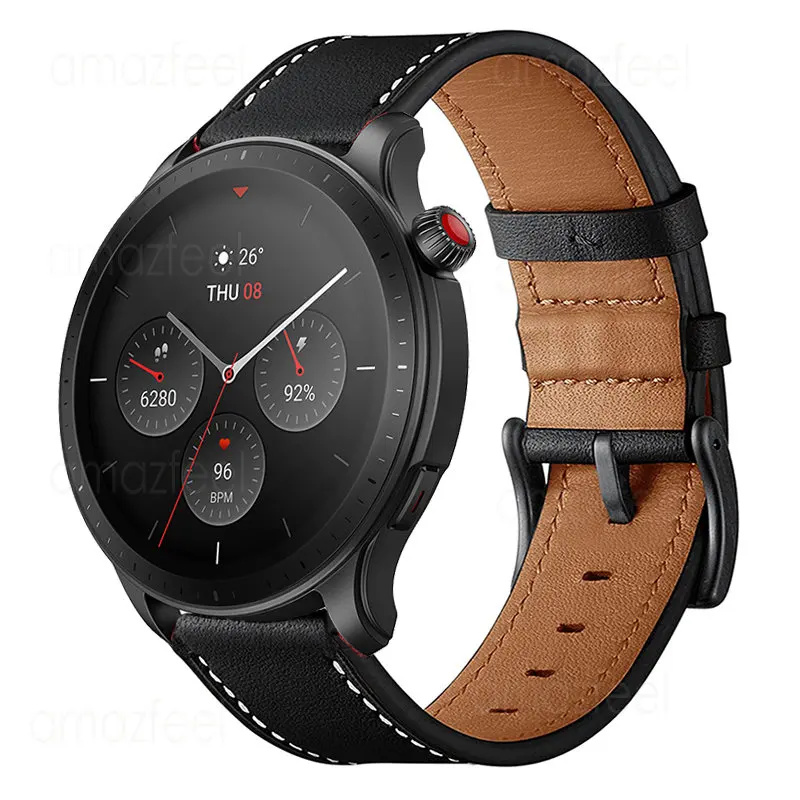 Pulseira de Relógio de Couro Genuíno para Amazfit Gtr 2e Relógio Inteligente Gts Mini Gts Mini Gts Stratos 3 - Image 4