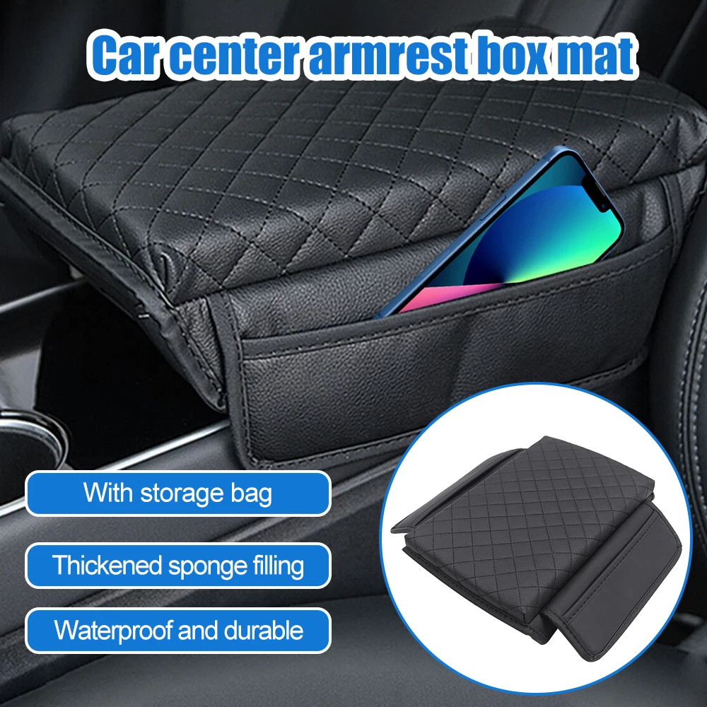 

Leather Car Central Armrest Pad Auto Center Console Arm Rest Seat Box Mat Cushion Cover Protector Car Interior Parts