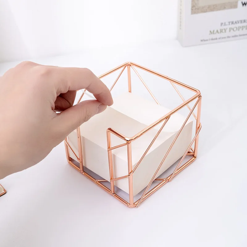 Sticky Note Holder Rose Gold Memo Note Cube Holder Dispenser Notepad for Pen Pencil Office Home School Desk Supplies,sticky note holder