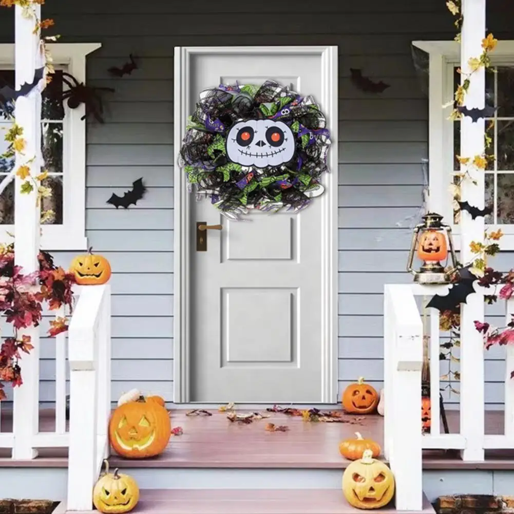 

Halloween Garland Spooky Ghost Pumpkin Face Halloween Wreath Haunted House Decor for Door Window for Halloween Party Indoor