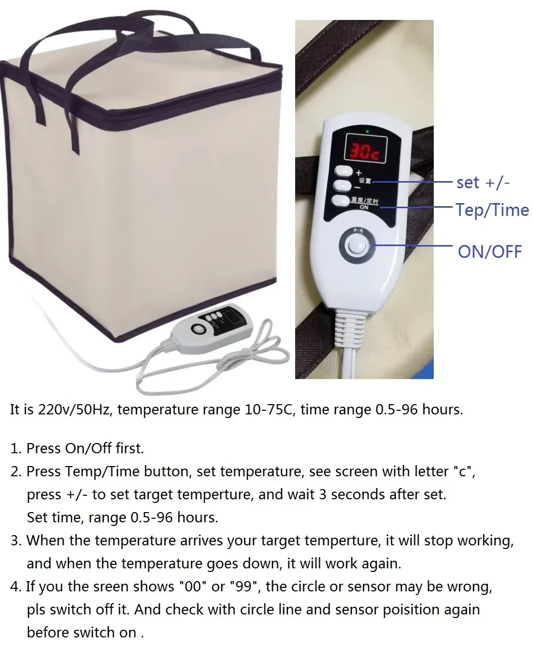 DIY Household Bread Yogurt Case Ferment Bag, Soft Maker Bread 220V 120W Fermentation Tote No Frame