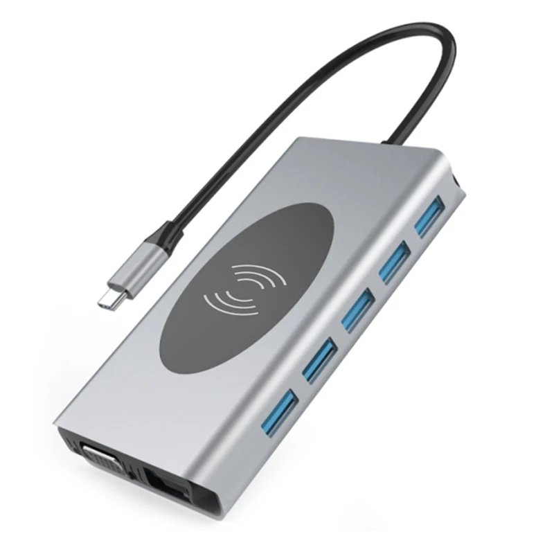 

Upgrade New USB Hub 14 in1 4K Dual HDMI-Compatible Docking Station Ethernet Rj451000M VGA1080P SD TF PD 87W Fast Chrging