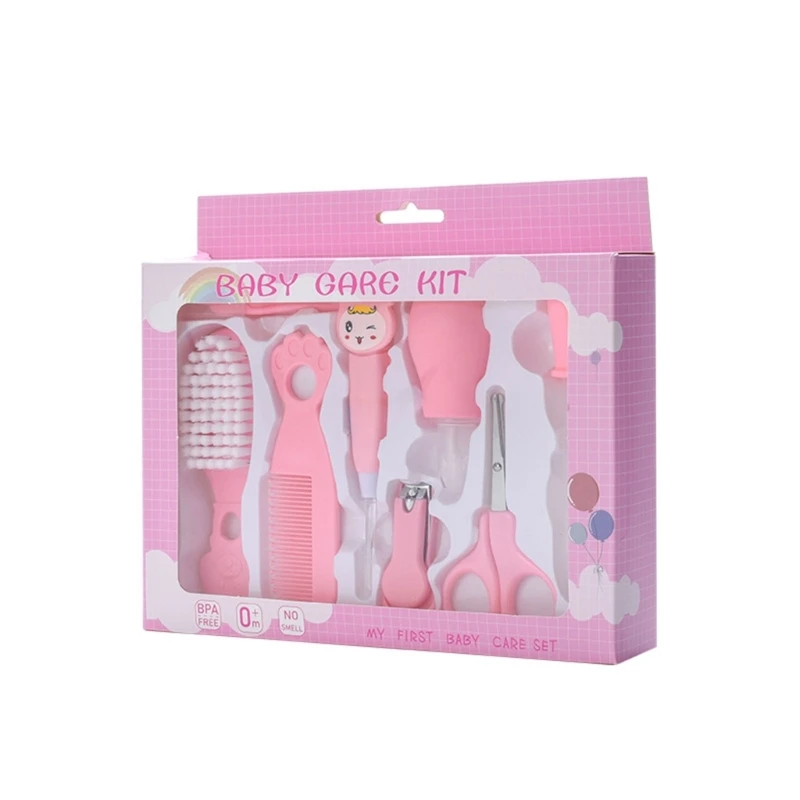 8-pieces/set Newborn Baby Nails Trimmer Hair Health Care Comb Grooming Brush Infant Essential Great Shower Gift