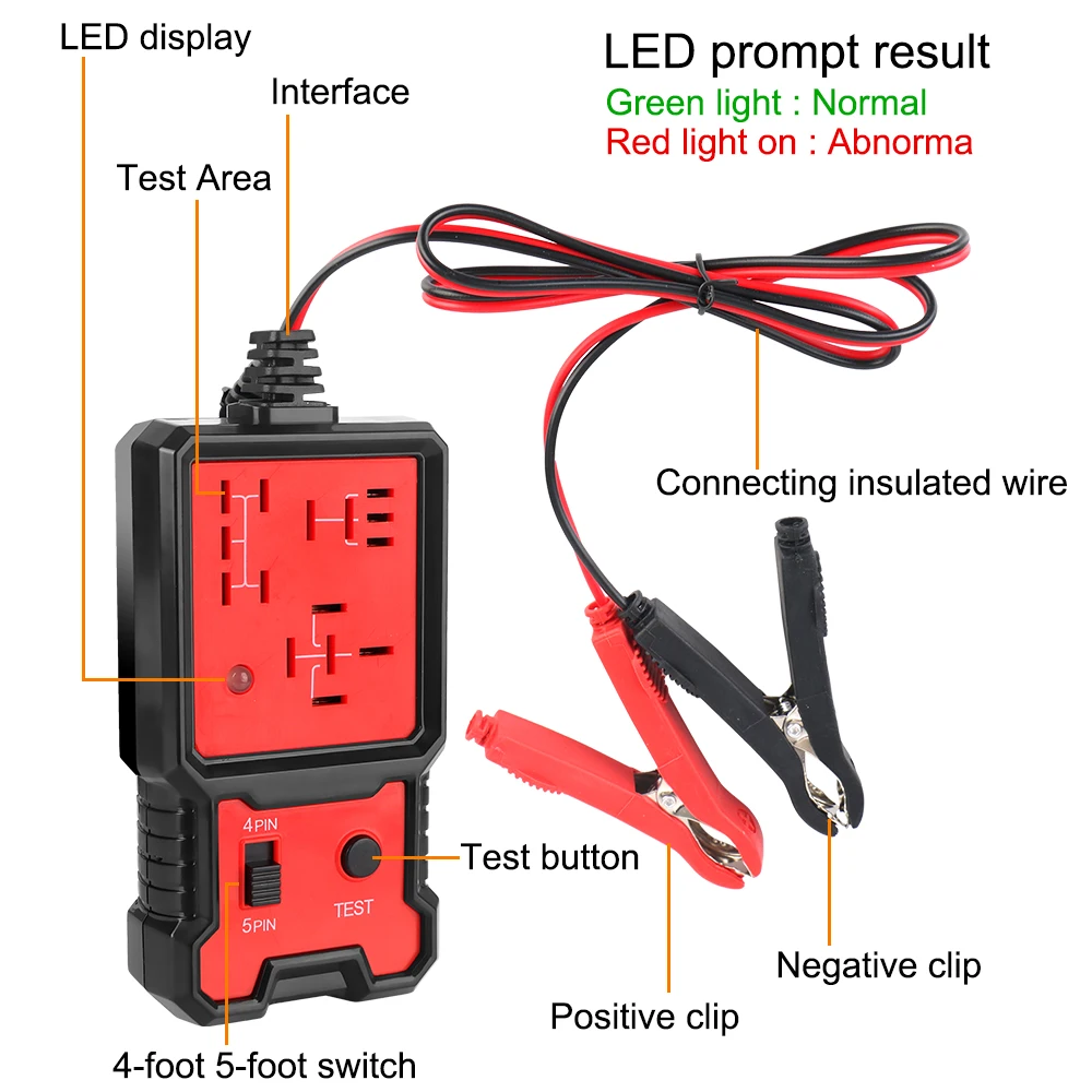Automotive Electronic Relay Tester Car Relay Tester Universal 12V LED Indicator Light Car Battery Checker Car Accessories 6