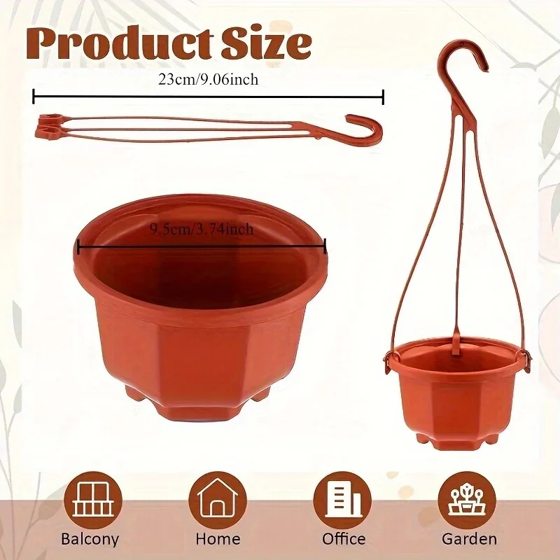 Set of 10/20 Stylish Hanging Planters - Brown & White 3.7-Inch Plastic Pots with Hooks for Indoor and Garden Decor
